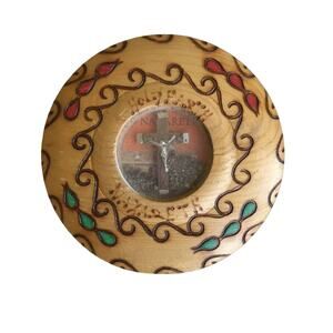 Handmade Israel Wood Framed Holy Earth Jesus Nazareth w/ Crucifix & Holy Dirt